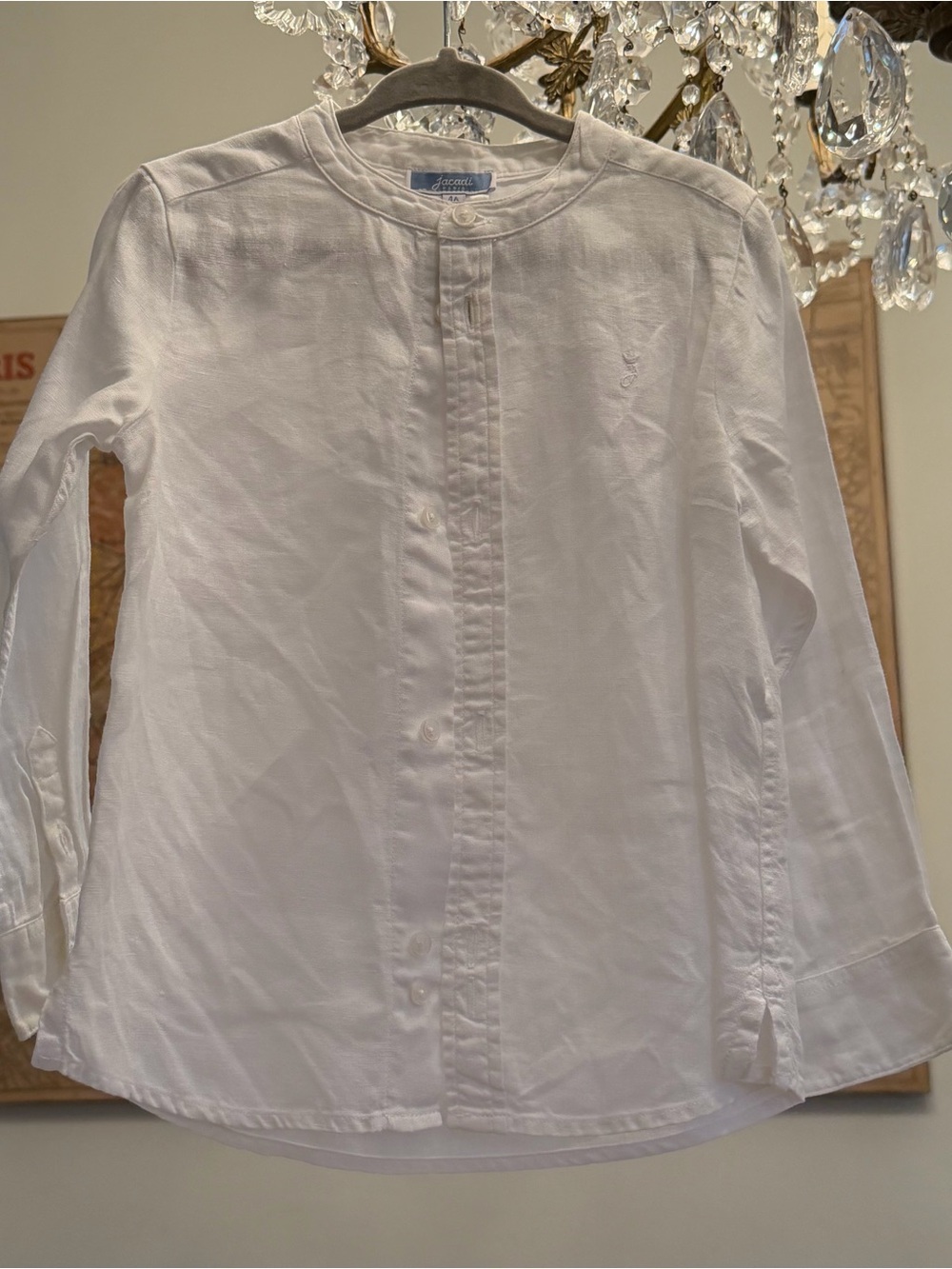 Jacadi Paris - Classic White Mandarin-Collar Boys Linen Shirt • 4T